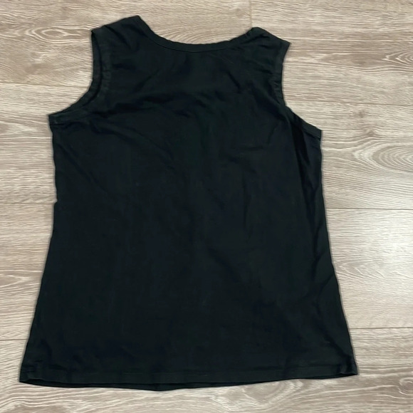 🌸 Merona Black Knit Sleeveless Tank Top Pleats & Tie Accent L - Picture 7 of 7